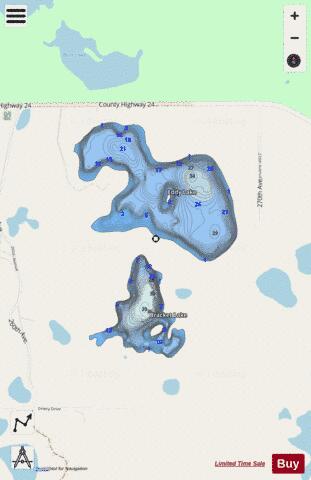 Bracket Lake + Eddy Lake depth contour Map - i-Boating App - Streets