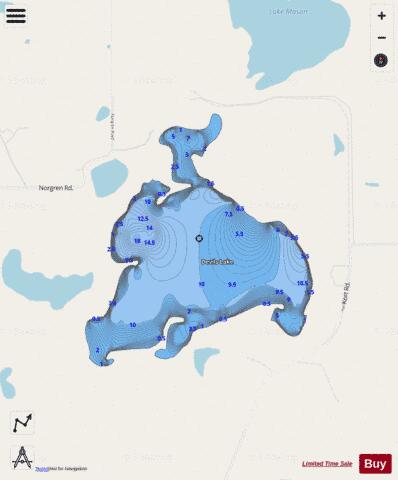 Devils Lake depth contour Map - i-Boating App - Streets