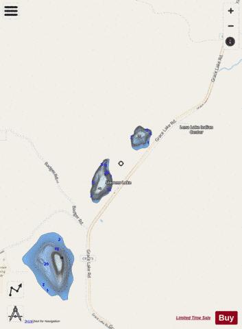Benjamin Lake + Stevens Lake depth contour Map - i-Boating App - Streets
