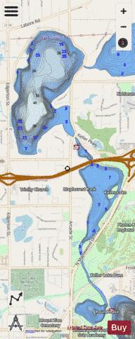 Gervais Lake + Keller Lake + depth contour Map - i-Boating App - Streets
