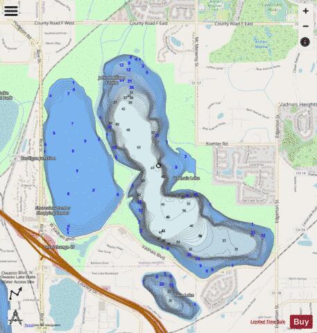 Vadnais Lake + depth contour Map - i-Boating App - Streets