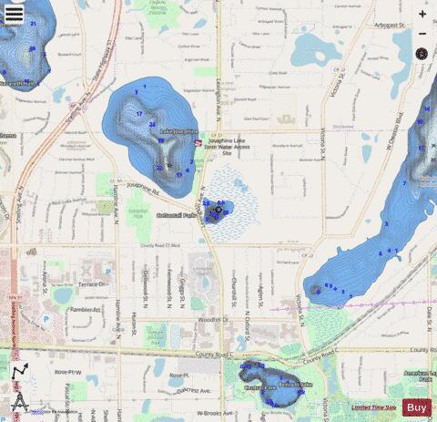 Little Josephine Lake depth contour Map - i-Boating App - Streets