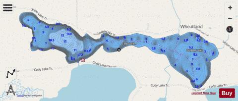 Cody Lake depth contour Map - i-Boating App - Streets