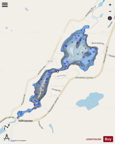 Pequaywan Lake depth contour Map - i-Boating App - Streets