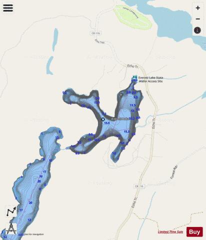 Everett Lake depth contour Map - i-Boating App - Streets
