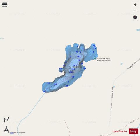 Otto Lake depth contour Map - i-Boating App - Streets