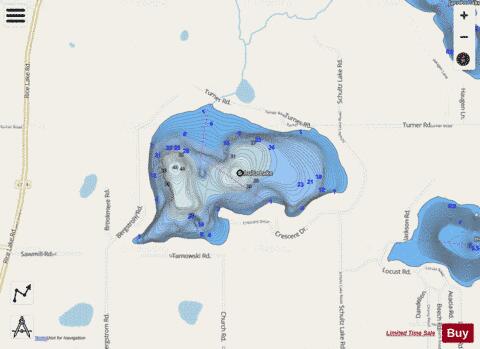 Schultz Lake depth contour Map - i-Boating App - Streets