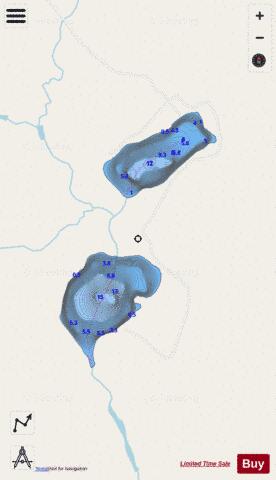 Twin Lakes depth contour Map - i-Boating App - Streets