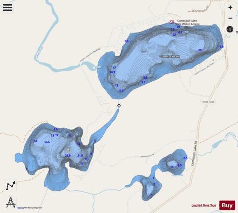 Comstock Lake + Lower Comstock Lake depth contour Map - i-Boating App - Streets