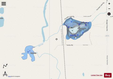 Bug Lake + Pioneer Lake depth contour Map - i-Boating App - Streets