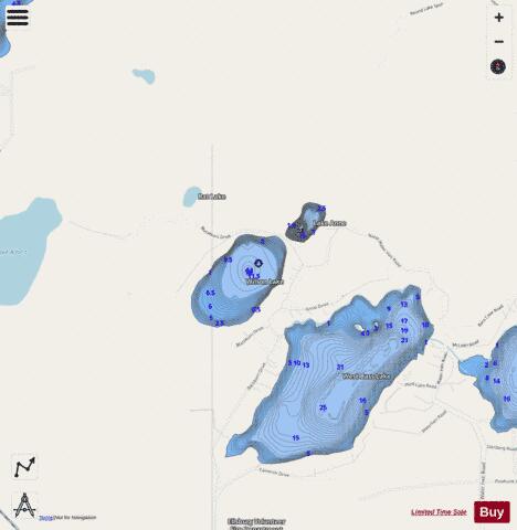 Lake Anne + Wilson Lake depth contour Map - i-Boating App - Streets