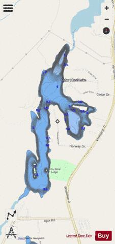 Cedar Island Lake depth contour Map - i-Boating App - Streets