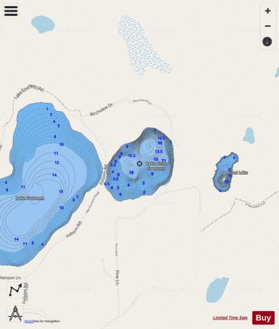 Lake Little Fourteen depth contour Map - i-Boating App - Streets