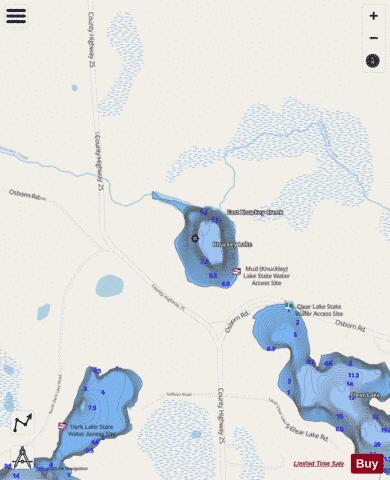 Knuckey Lake depth contour Map - i-Boating App - Streets