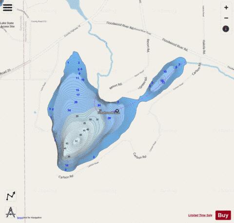 Floodwood Lake depth contour Map - i-Boating App - Streets
