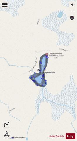 Shoepack Lake depth contour Map - i-Boating App - Streets
