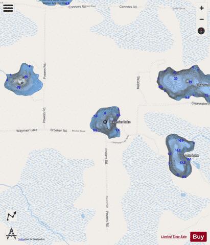 Waymier Lake depth contour Map - i-Boating App - Streets