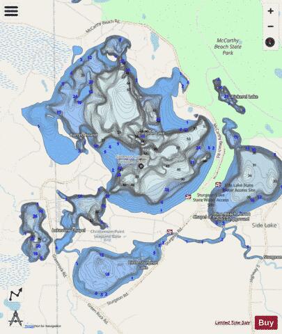 Little Sturgeon Lake + West Sturgeon Lake + depth contour Map - i-Boating App - Streets