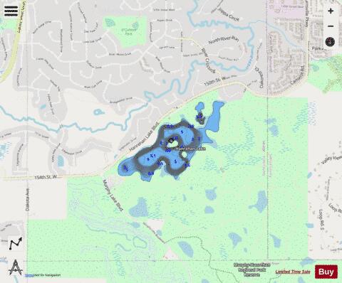 Hanrahan Lake depth contour Map - i-Boating App - Streets