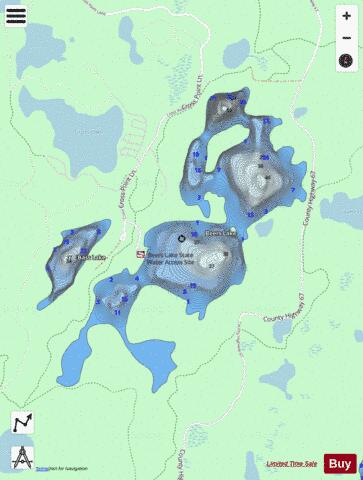 Beers Lake depth contour Map - i-Boating App - Streets