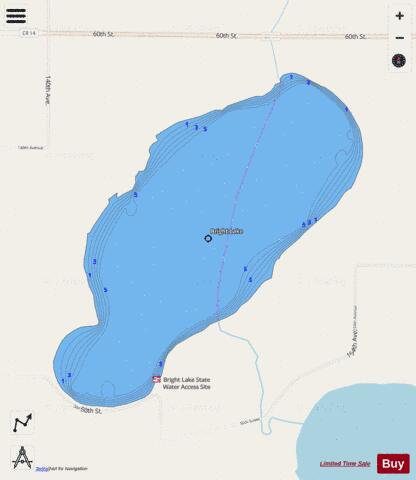 Lake Bright depth contour Map - i-Boating App - Streets