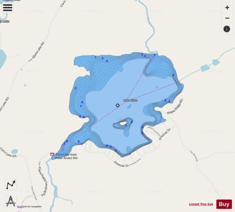Lake Clara depth contour Map - i-Boating App - Streets