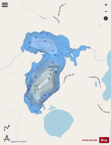 Lake Cutaway depth contour Map - i-Boating App - Streets