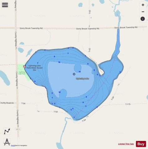 Lake Lightning depth contour Map - i-Boating App - Streets