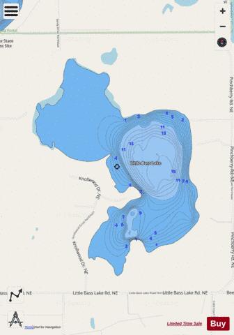 Lake Little Bass depth contour Map - i-Boating App - Streets