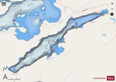 Lake Little Long depth contour Map - i-Boating App - Streets