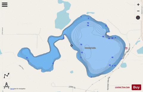 Lake Norway depth contour Map - i-Boating App - Streets