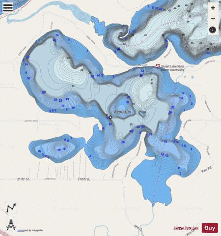 Lake Stuart depth contour Map - i-Boating App - Streets