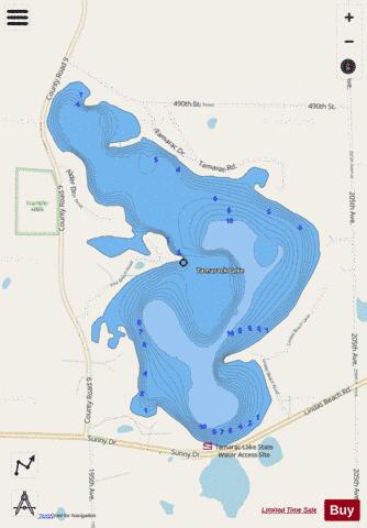 Lake Tamarack depth contour Map - i-Boating App - Streets