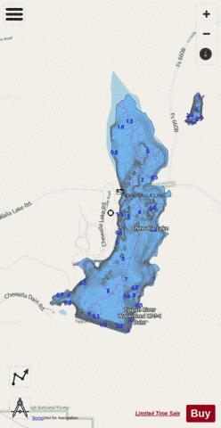Chewalla Lake depth contour Map - i-Boating App - Streets