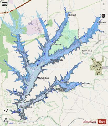Shearon Harris Reservoir depth contour Map - i-Boating App - Streets