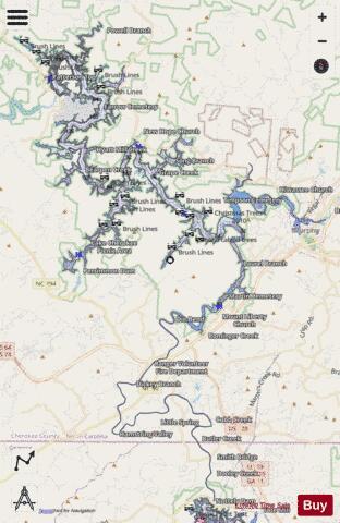 Hiwassee Lake depth contour Map - i-Boating App - Streets