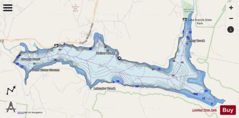 Lake Francis depth contour Map - i-Boating App - Streets
