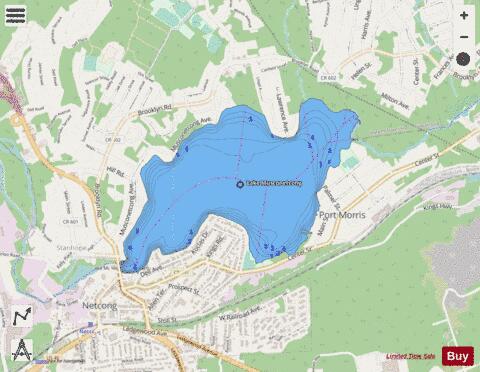 Lake Musconetcong depth contour Map - i-Boating App - Streets