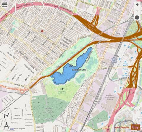 Weequahic Park Lake depth contour Map - i-Boating App - Streets
