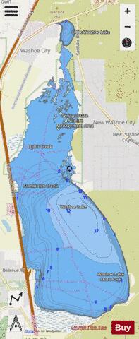 Washoe Lake depth contour Map - i-Boating App - Streets