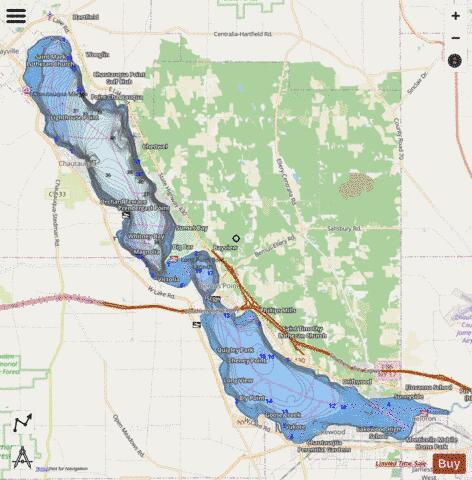 Chautauqua Lake depth contour Map - i-Boating App - Streets