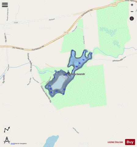 Dunham Reservoir depth contour Map - i-Boating App - Streets