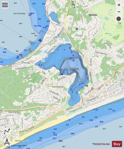 Fort Pond depth contour Map - i-Boating App - Streets
