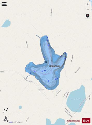 Highland Lake depth contour Map - i-Boating App - Streets