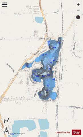 Lime Lake depth contour Map - i-Boating App - Streets