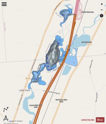 Little York Lake depth contour Map - i-Boating App - Streets
