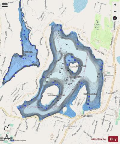 Mahopac Lake depth contour Map - i-Boating App - Streets
