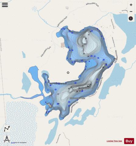 Massawepie Lake depth contour Map - i-Boating App - Streets