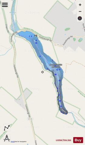 Mongaup Falls Reservoir depth contour Map - i-Boating App - Streets