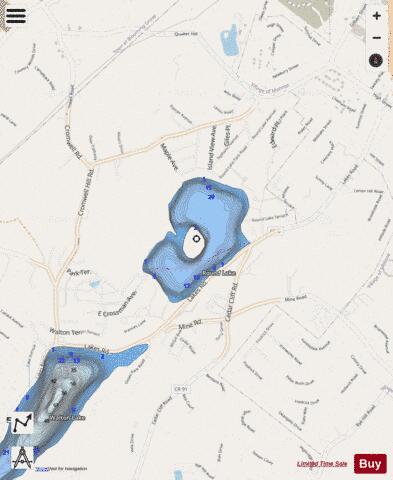 Round Lake B depth contour Map - i-Boating App - Streets